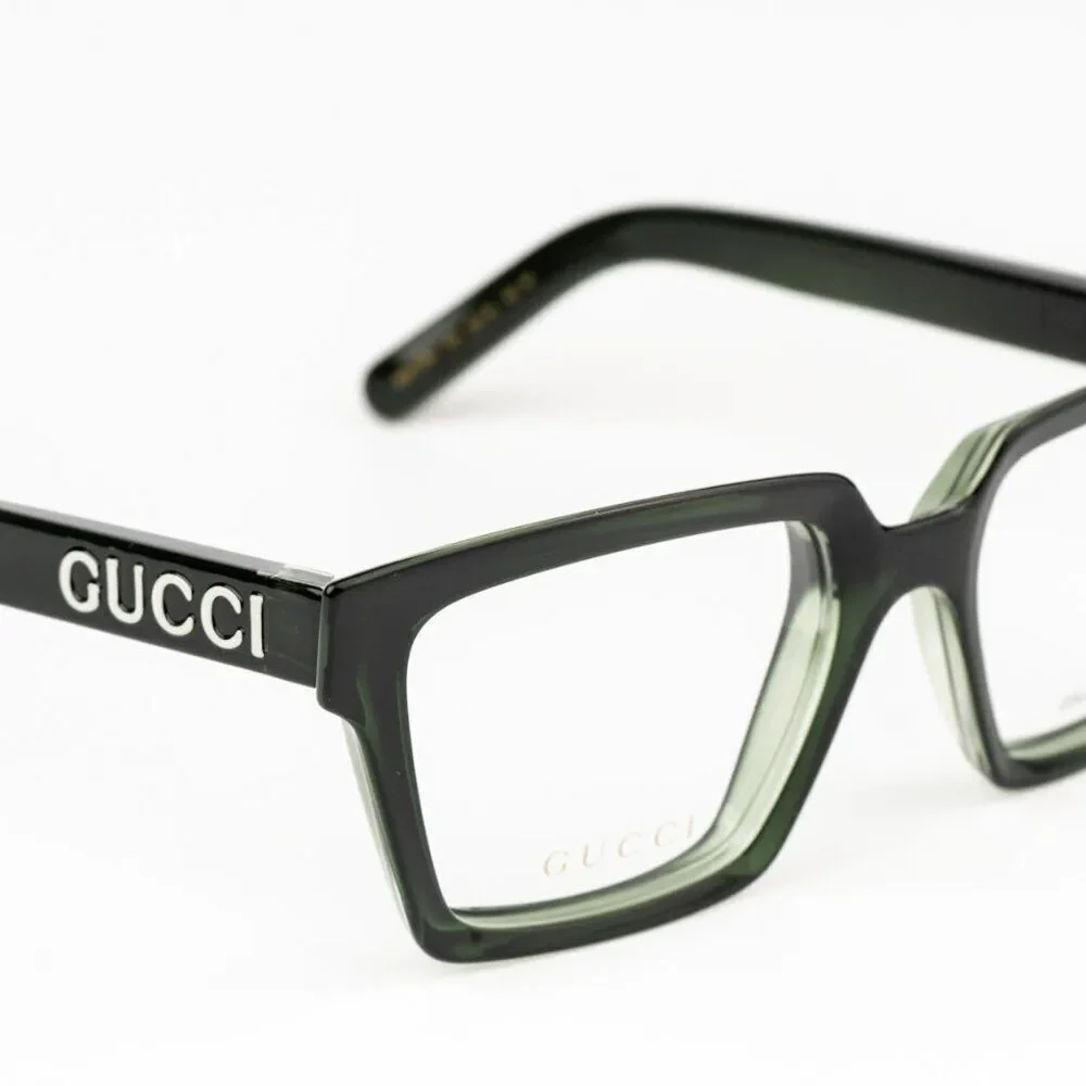 NEW Gucci GG1725O 004 Transparent Dark Green Unisex Square Eyeglasses